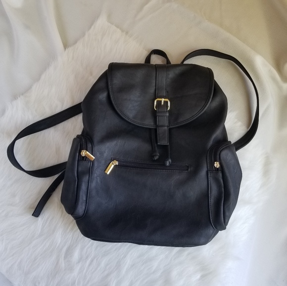faux leather drawstring backpack